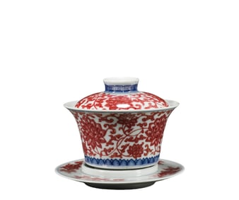 A Yongzheng Underglazed Red Covered Cup, Qing Dynasty, China