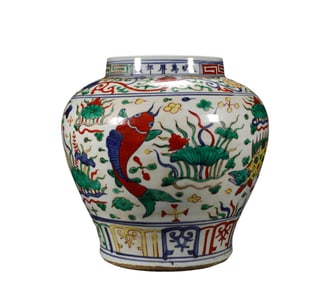 A Wanli  Muticolored   F ish  Pattern   J ar, Ming Dynasty, China