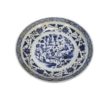 A Yuan Blue and White Appreciation Plate, Yuan Dynasty, China