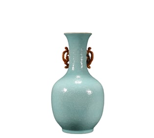 A Blue Glazed Dark Carved Painting Appreciation Bottle, Qing Dynasty, China