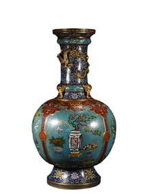 A Painted Bogu Qianlong cloisonne Appreciation Bottle, Qing Dynasty, China