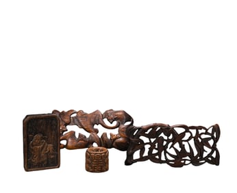 Agarwood Ornament ,  B rand,  R ing  A G roup, Qing Dynasty, China