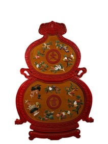 A Lacquerware Gourd   H anging  S creen  I nlaid Jewelry, Qing Dynasty, China