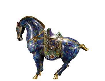 A Qianlong  Cloisonne   H orse, Qing Dynasty, China