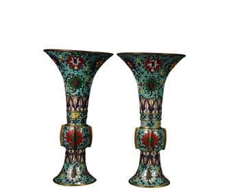 Cloisonne Flower  D rum  A P air, Ming Dynasty, China