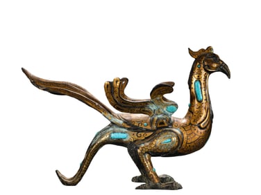 A  Inlaid Gold and Silver  Phoenix, Han Dynasty, China