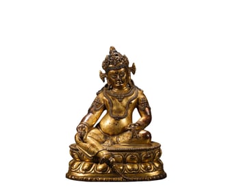 A  B ronze  G ilt  S tatue of the God of Wealth, Qing Dynasty, China