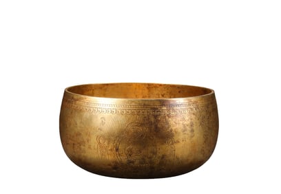 A  B ronze  G ilt Buddhist  Bowl   Carved   S criptures, Song Dynasty, China