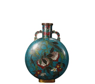 A Painted Longevity Peaches Cloisonne Appreciation Bottel, Ming Dynasty, China