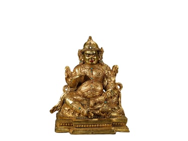 A  B ronze Gilt  S tatue of the God of Wealth, Qing Dynasty, China