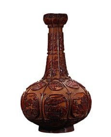 A  Carved Character L acquerware  Appreciation Bottle , Qing Dynasty, China
