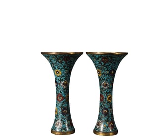 Cloisonne  F lower  D rum  A P air, Ming Dynasty, China