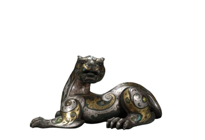 A  Inlaid Gold and Silver Auspicious   B east, Han Dynasty, China