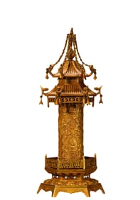 A Bronze Gilt Relics Offering Tower, Tang Dynasty, China