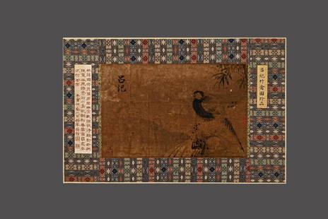 Ming Dynasty Lv Ji's Bamboo and Poultry Treasures Painting Silk Mirror: 18cmX29cm