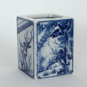 Wang Bu style blue and white pen holder