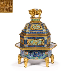 Qing Dynasty cloisonn é elephant head animal pattern aromatherapy
