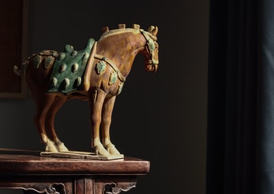 Qing Dynasty Three Colored Glass Steed