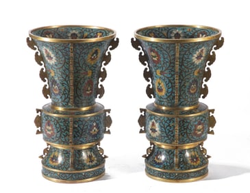 A pair of Qing Dynasty cloisonn é congs