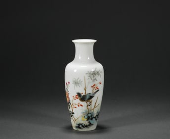 Pink Flower and Bird Porcelain Appreciation Bottle