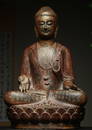 Qing Dynasty bluestone • painted statue of Shakyamuni Buddha