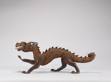 Tang Dynasty Copper Gilded Golden Dragon