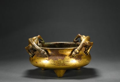 The annual copper gilded incense burner of the Ming Dynasty