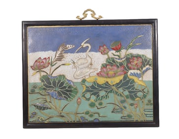 Qing Dynasty cloisonn é lotus pattern hanging screen