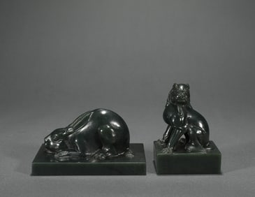 Two jade carved houses from the Northern Qi period