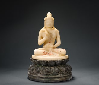Tang Dynasty White Stone Buddha Statue