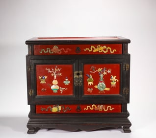 Qing Dynasty Purple Sandalwood Inlaid Treasure Box