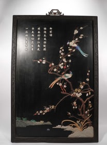 Qing Dynasty lacquerware inlaid with flower and bird hanging screens