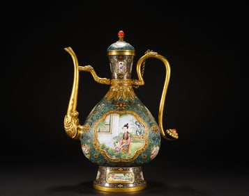 Qing Dynasty enamel colored large wine pot