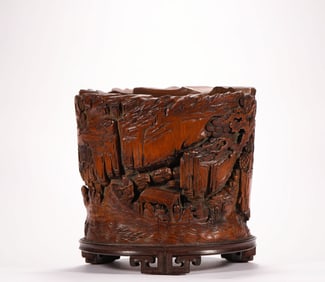 Qing Dynasty bamboo carving pen holder