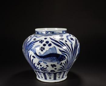 Yuan blue and white jade patterned jar