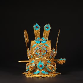 Ming Dynasty copper gilded phoenix crown