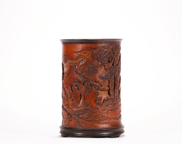 Qing Dynasty bamboo carving pen holder
