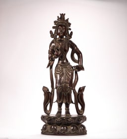 Qing Dynasty Purple Sandalwood Guanyin Statue