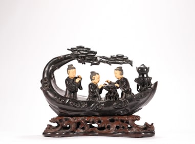 Qing Dynasty Purple Sandalwood Stationery Decoration