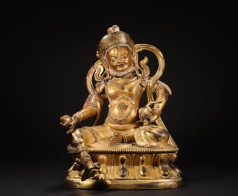 Ming Dynasty Bronze Gilded Wealth God