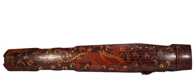 Qing Dynasty dragon-patterned gilded lacquerware zither