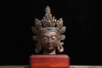 Bronze gilded Bodhisattva head from the Ming Dynasty