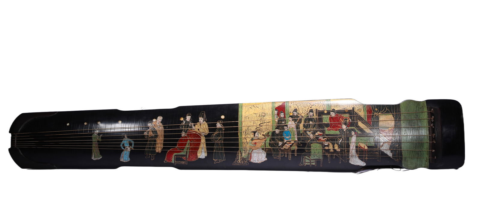 Qing Dynasty lacquerware figure guqin: H:122cmWeight:2400g