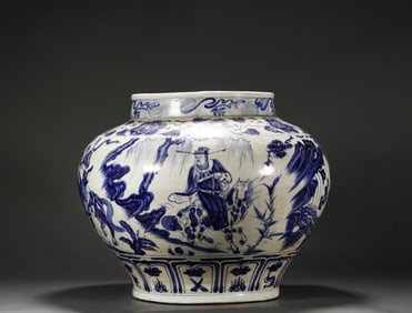 Yuan blue and white figure jar