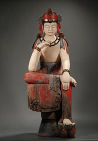 Liao Dynasty painted precious wooden Buddha statues
