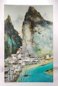 Attributed to Wu Guanzhong Fine Oil Painting