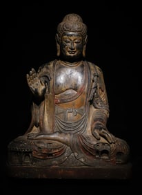 7th century bluestone painted Buddha