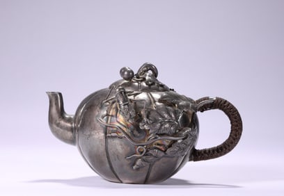 Qing Dynasty silver wine pot