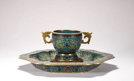 Qing Dynasty Qianlong Cloisonne tea saucer cup