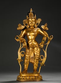 A gilded bronze statue of the Cloud Light Bodhisattva from the Qing Dynasty